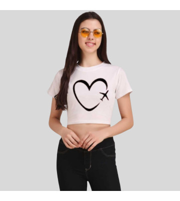 Women's Cotton Blend Graphic Print Crop T-Shirt